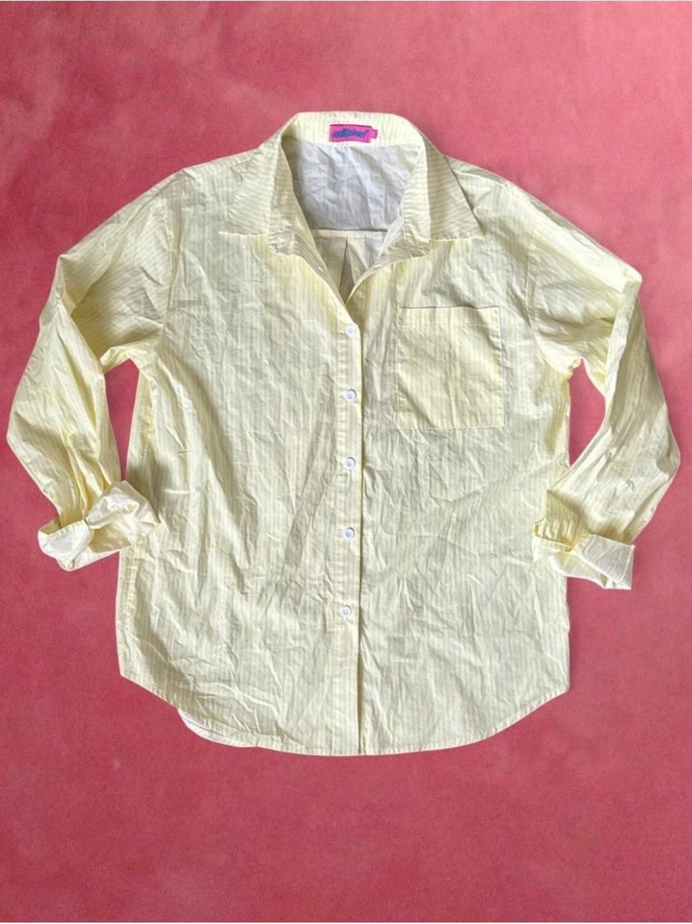 Edikted Lightweight Pale Yellow Button-Down Shirt